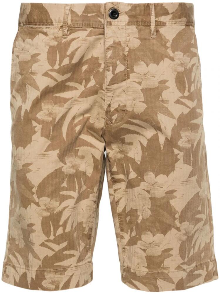 Incotex logo-embroidered floral-print chino shorts - Neutrals Cover