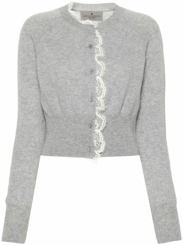 Ermanno Scervino lace-trim cashmere cardigan - Grey Cover