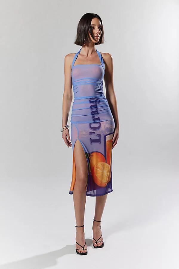 Silence + Noise Sparks Mesh Midi Dress in Blue Cover