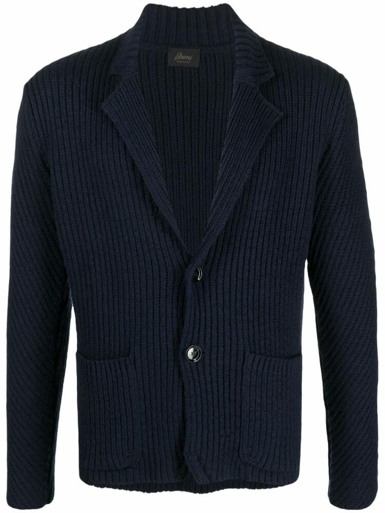 Brioni ribbed-knit cotton cardigan - Blue Cover