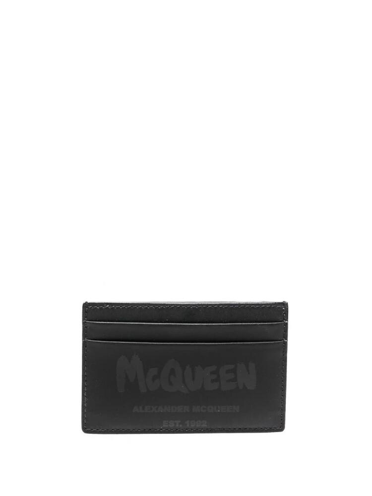 Alexander McQueen logo-print leather cardholder - Black Cover