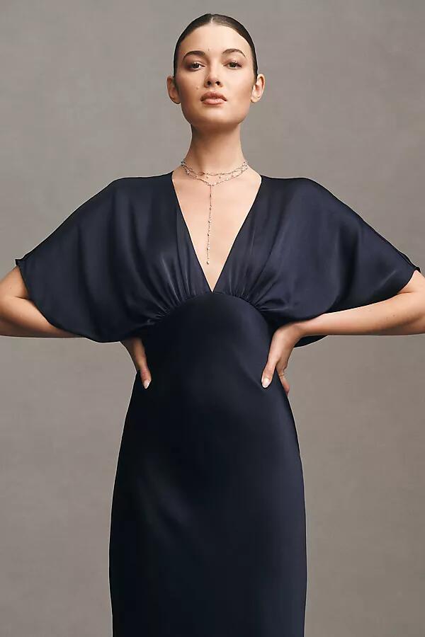 BHLDN Amelia Deep-V Satin Maxi Dress Cover