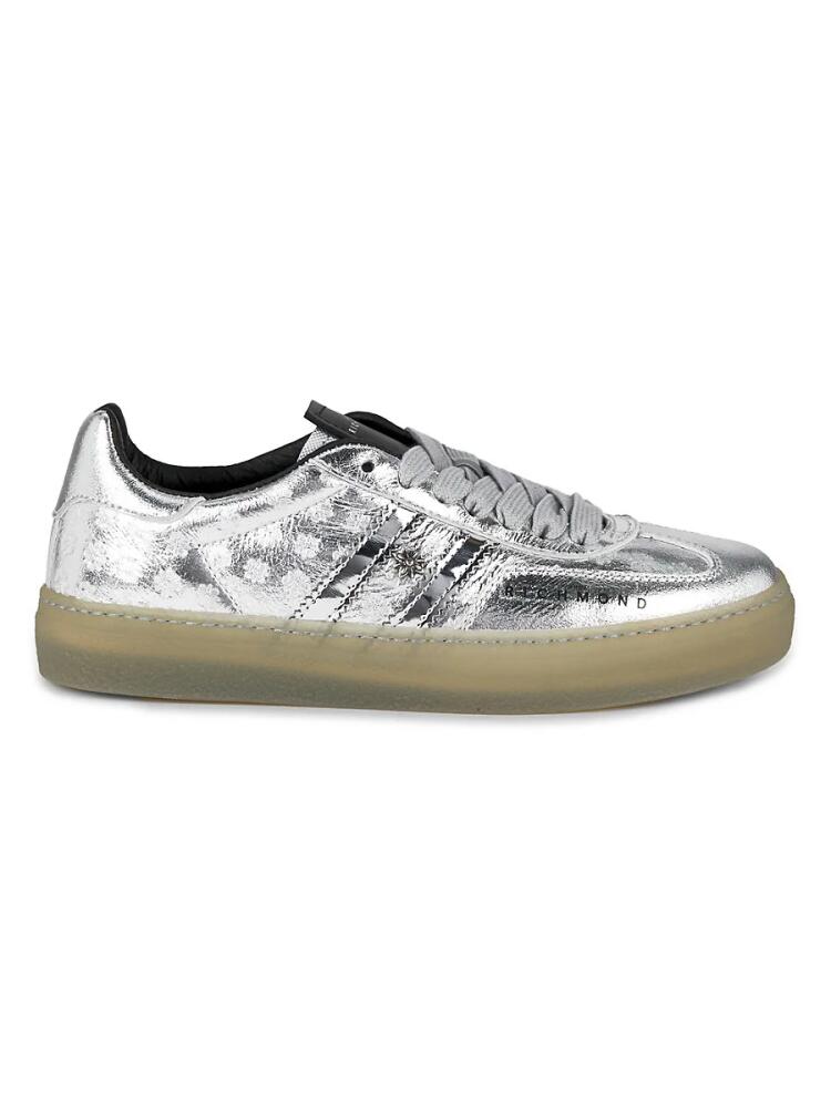 John Richmond Women's 32MM Leather Low Top Sneakers - Silver Cover