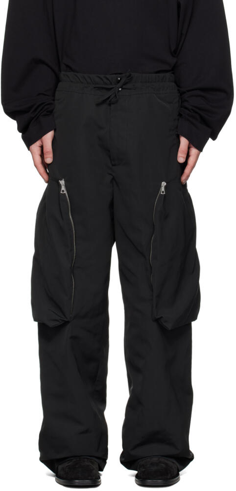 Dries Van Noten Black Wide-Leg Cargo Pants Cover