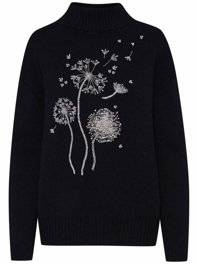 Oscar de la Renta crystal-embellished dandelion-embroidered pullover - Black Cover