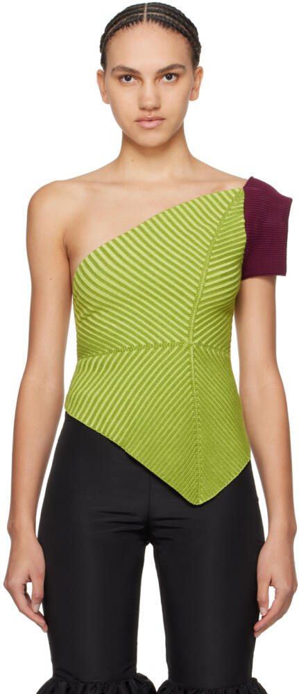 Paula Canovas Del Vas Green Asymmetric Diamond Tank Top Cover