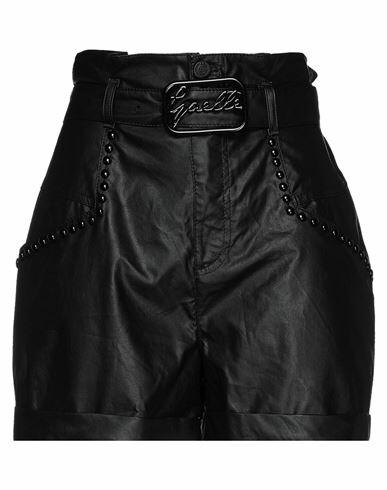 Gaëlle Paris Woman Shorts & Bermuda Shorts Black Polyurethane, Viscose Cover