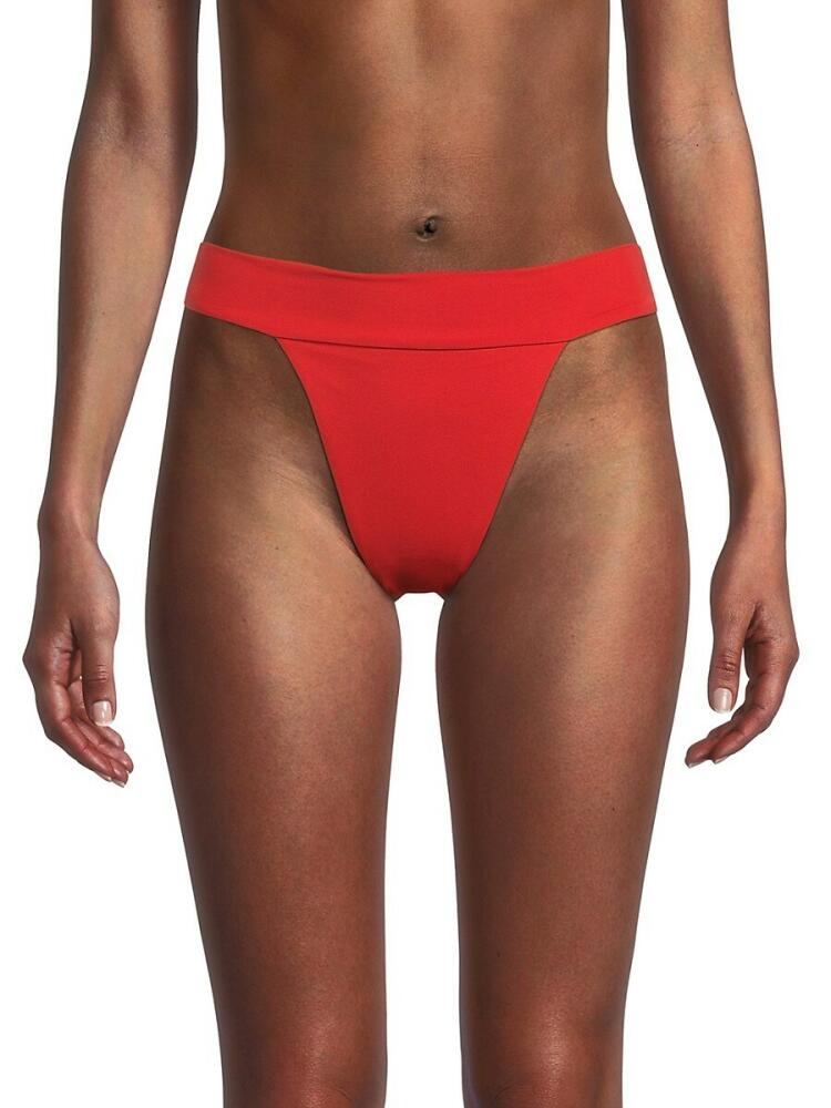 WeWoreWhat Women's High Leg Bikini Bottom - Barn Red Cover