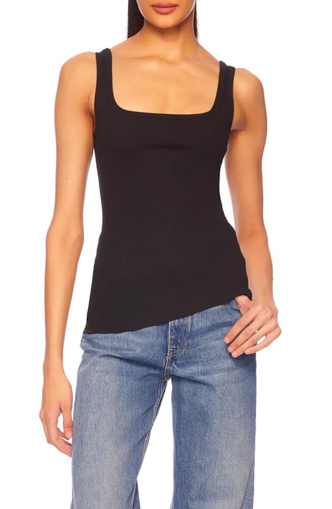 Susana Monaco Ribbed Square Neck Tank in Black Cover