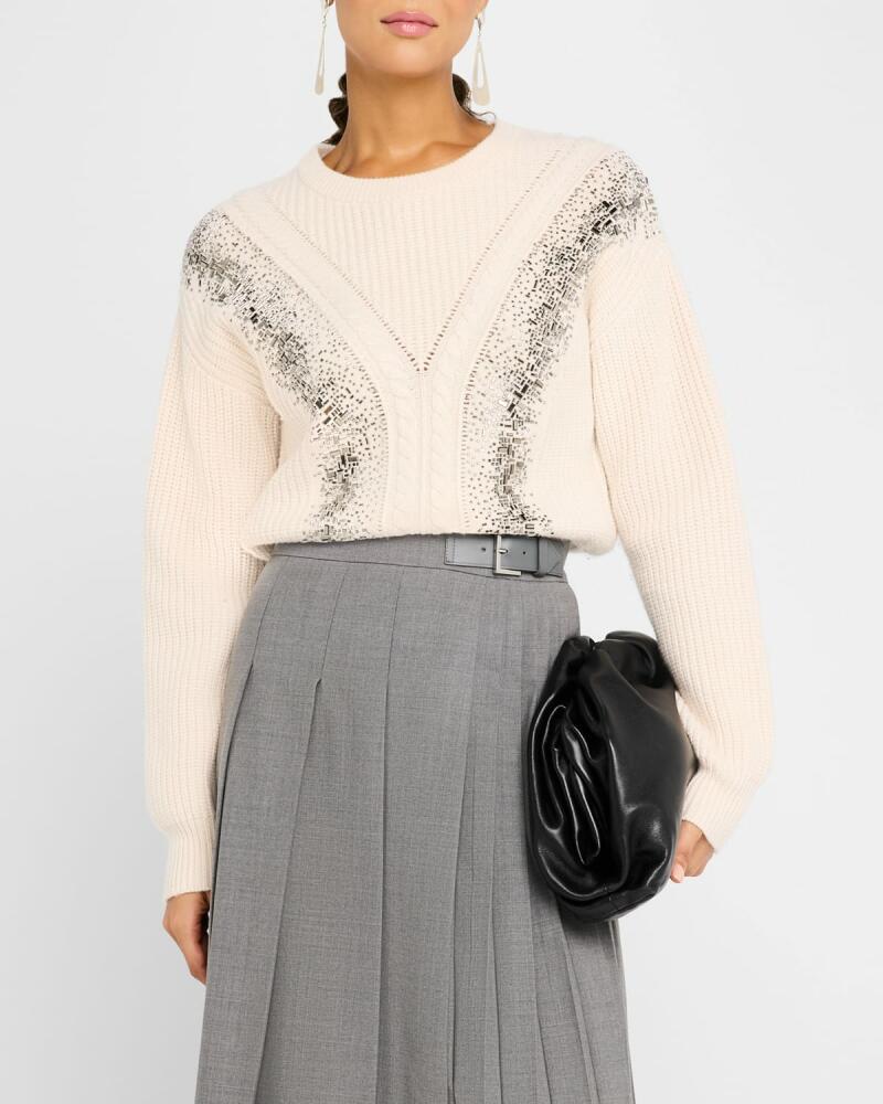 Max Mara Studio Lessy Ribbed Bead-Embellished Wool Sweater Cover