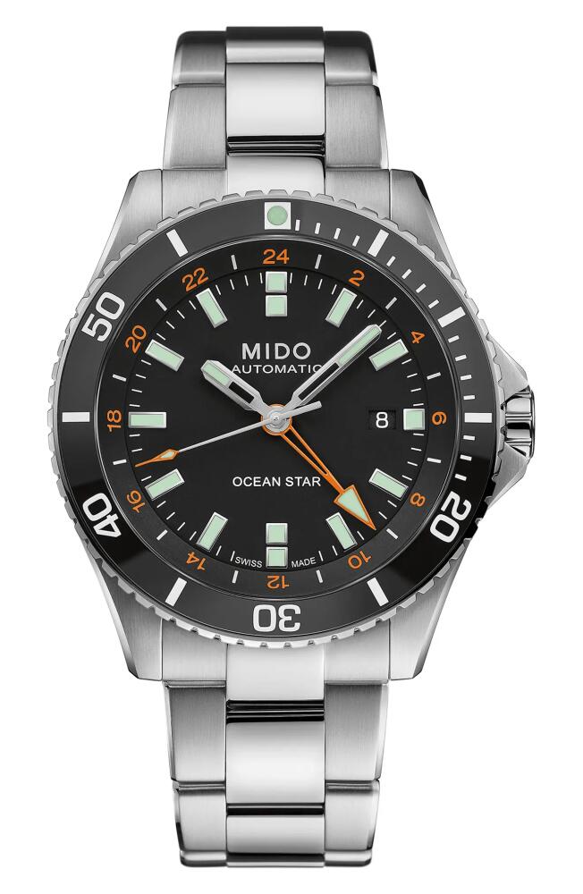 MIDO Ocean Star GMT Automatic Bracelet Watch, 44mm in Silver/Black Cover