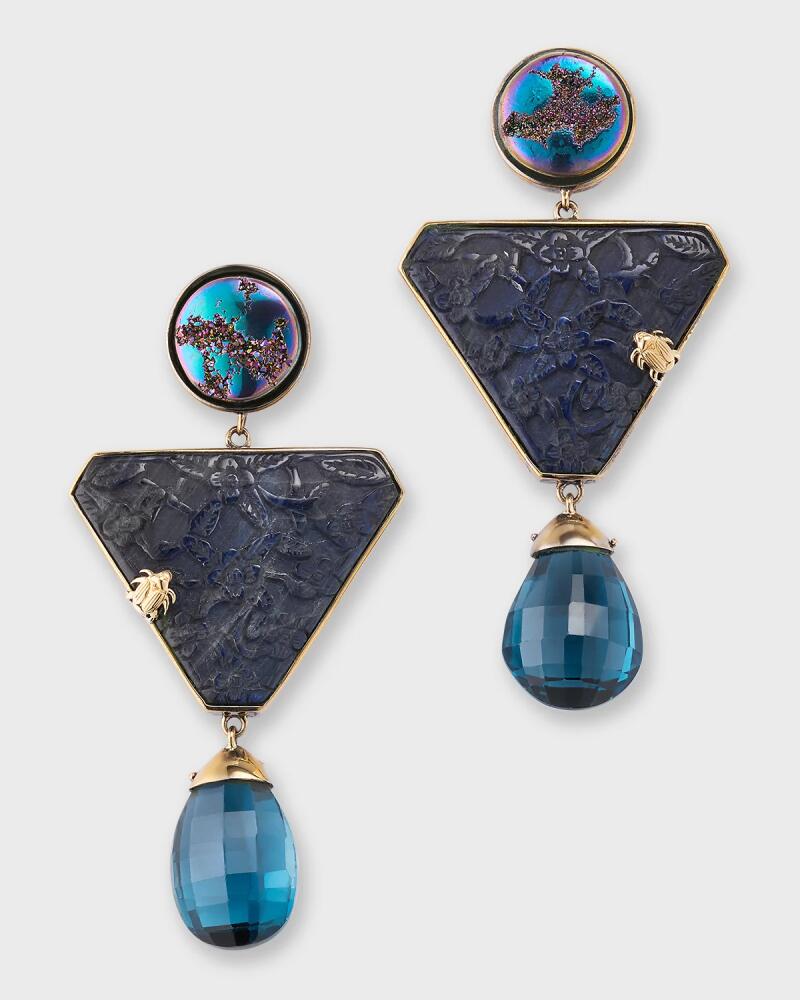 Stephen Dweck Druzy, Hand-Carved Labradorite and London Blue Topaz Drop Earrings Cover