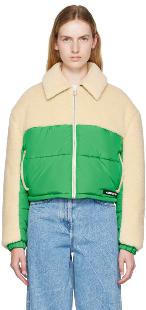 AMBUSH Beige & Green Teddy Padded Jacket Cover