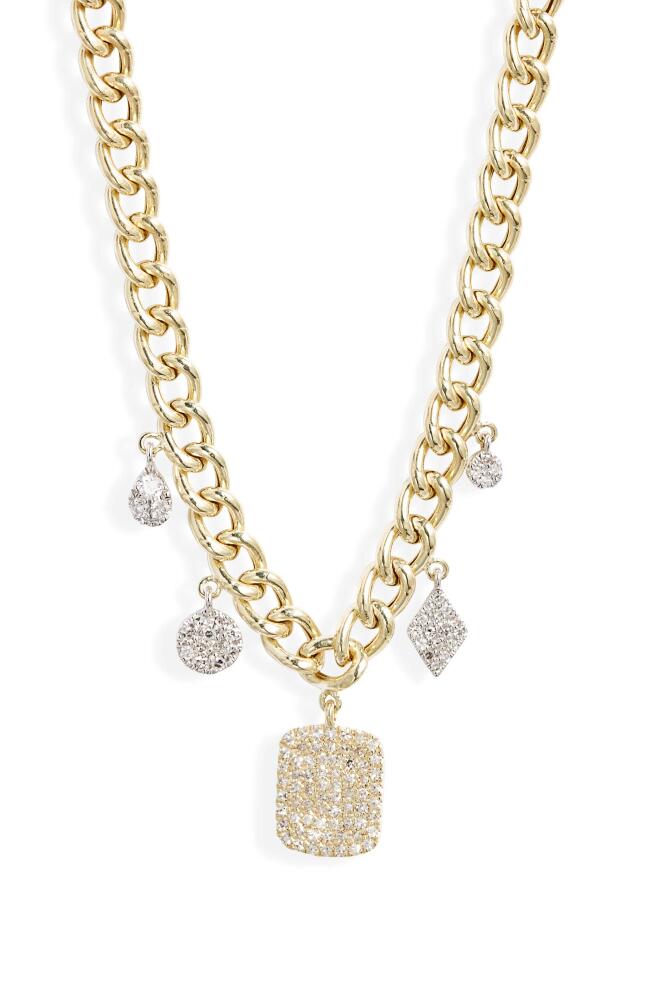 Meira T Diamond Station Mixed Chain Necklace in Two Toned Yellow Gold Cover