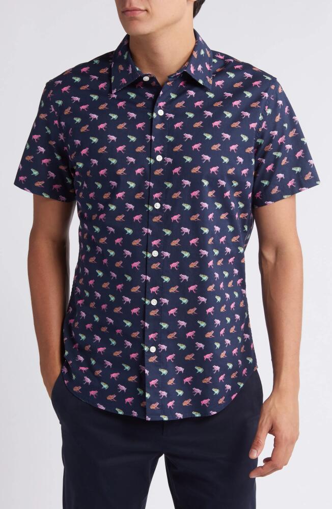 Bonobos Riviera Frog Print Short Sleeve Stretch Cotton Button-Up Shirt in Fabulous Frogs C28 Cover