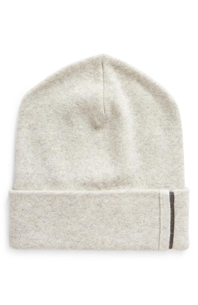 Brunello Cucinelli Monili Detail Cashmere Beanie in Greige Cover