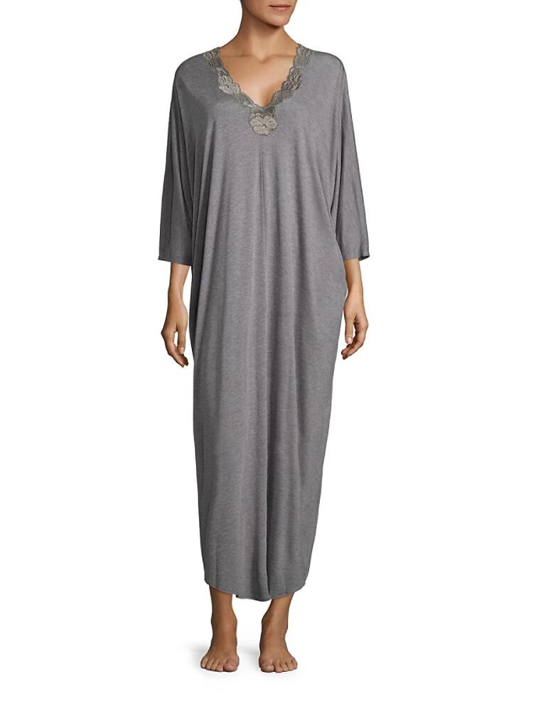 Natori Women's Zen Floral Caftan - Heather Grey Cover