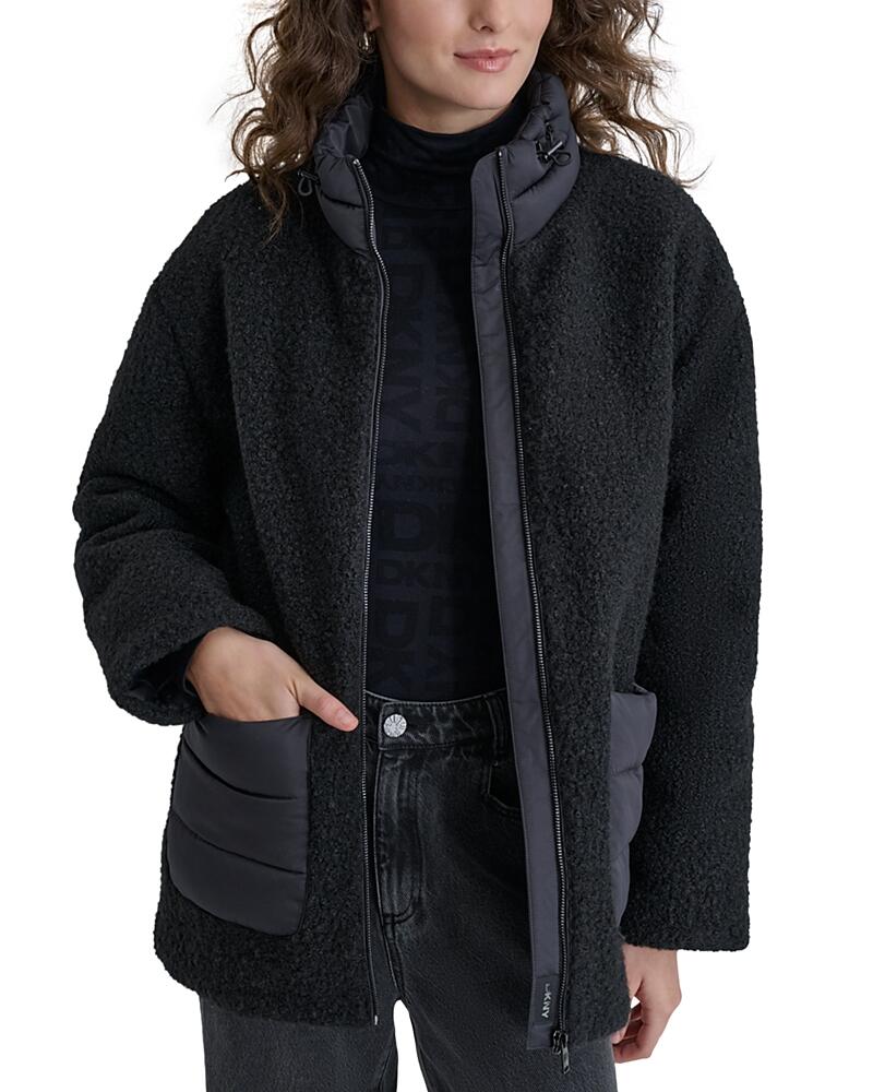 Dkny Mixed Media Zip Front Jacket Cover