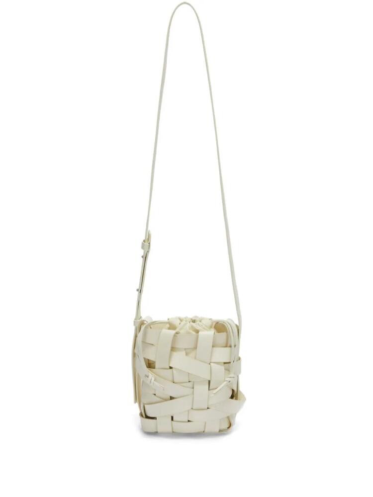 Jil Sander small woven leather bucket bag - White Cover