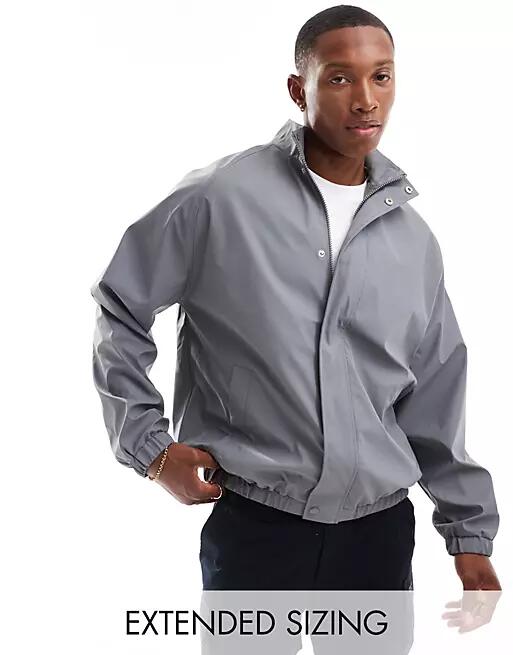 ASOS DESIGN oversized rubberized track jacket in charcoal gray Cover