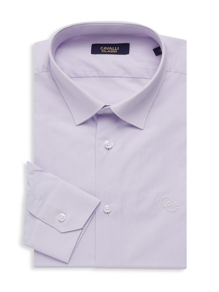 Cavalli Class by Roberto Cavalli Men's Slim Fit Logo Dress Shirt - Lilac Cover