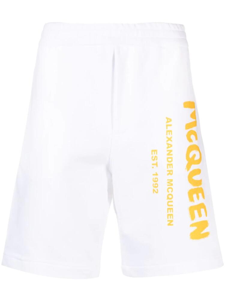 Alexander McQueen logo-print cotton shorts - White Cover