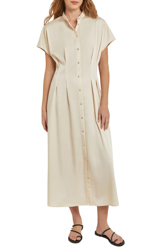 Misook Pleated Midi Shirtdress in Parchment Cover