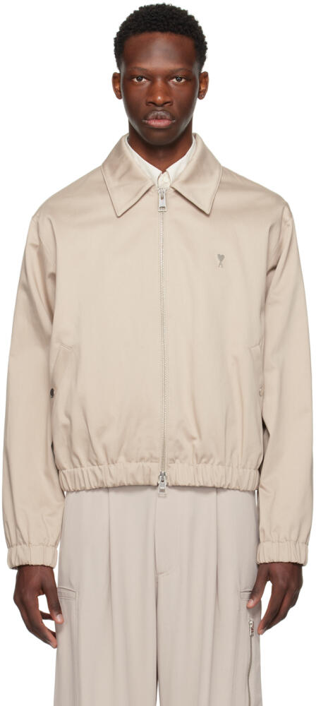 AMI Paris Beige Ami de Cœur Bomber Jacket Cover