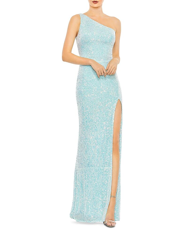 Mac Duggal Sequined One Shoulder Column Gown Cover