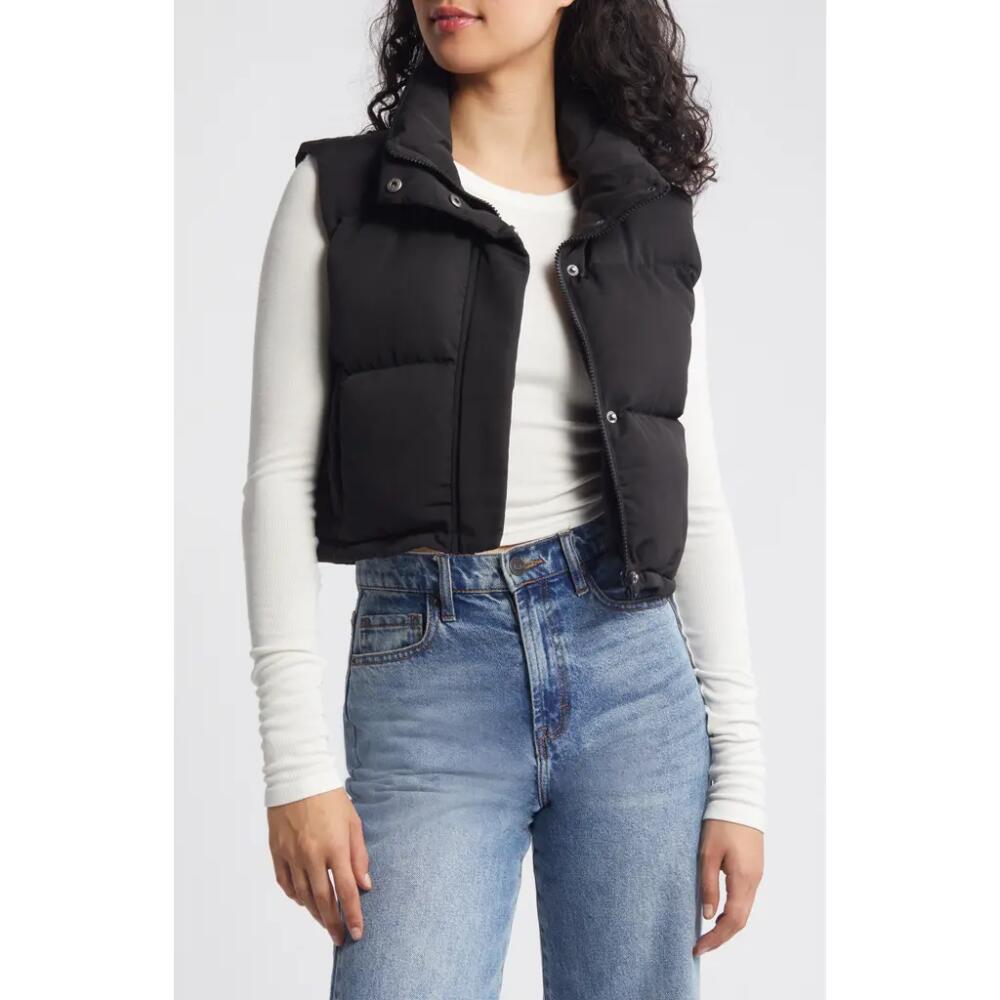 Thread & Supply Crop Puffer Vest in Black Cover