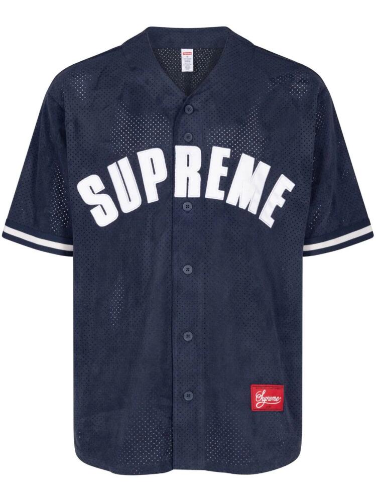 Supreme Ultrasuede mesh baseball jersey - Blue Cover