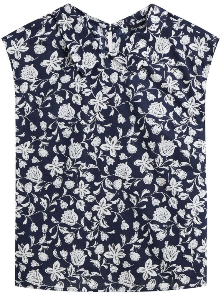 agnès b. floral-print blouse - Blue Cover