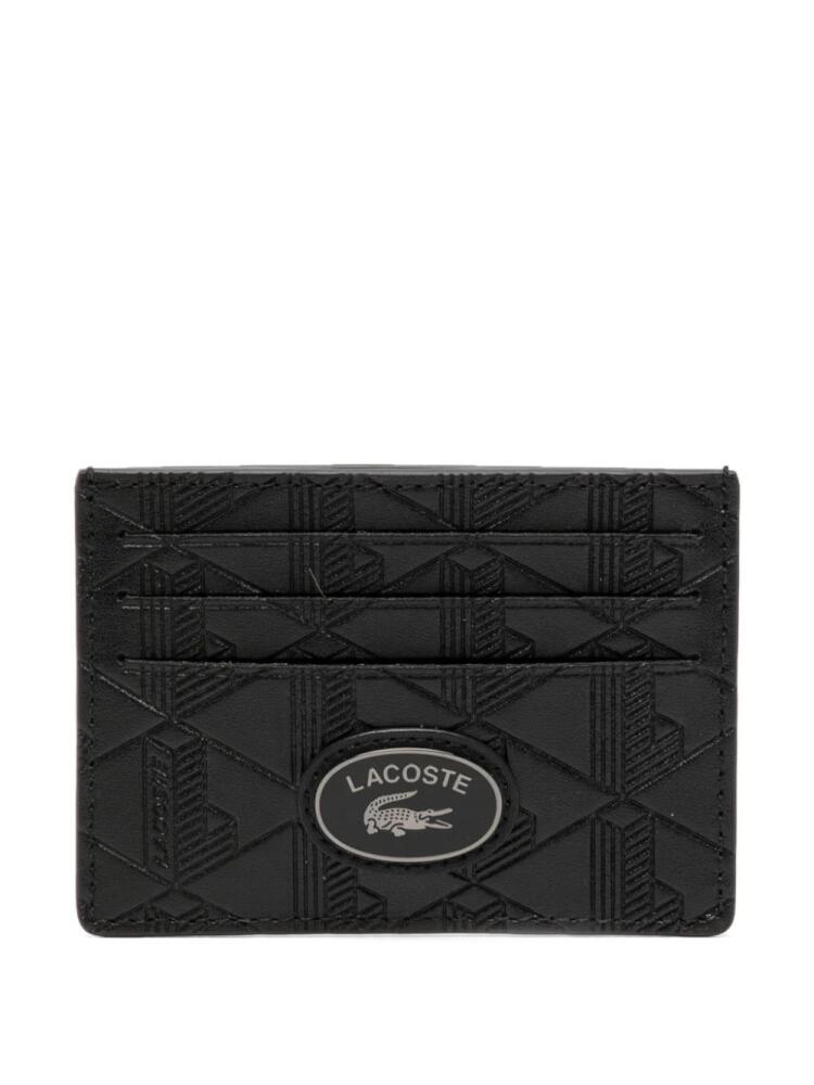 Lacoste monogram-print leather card holder - Black Cover