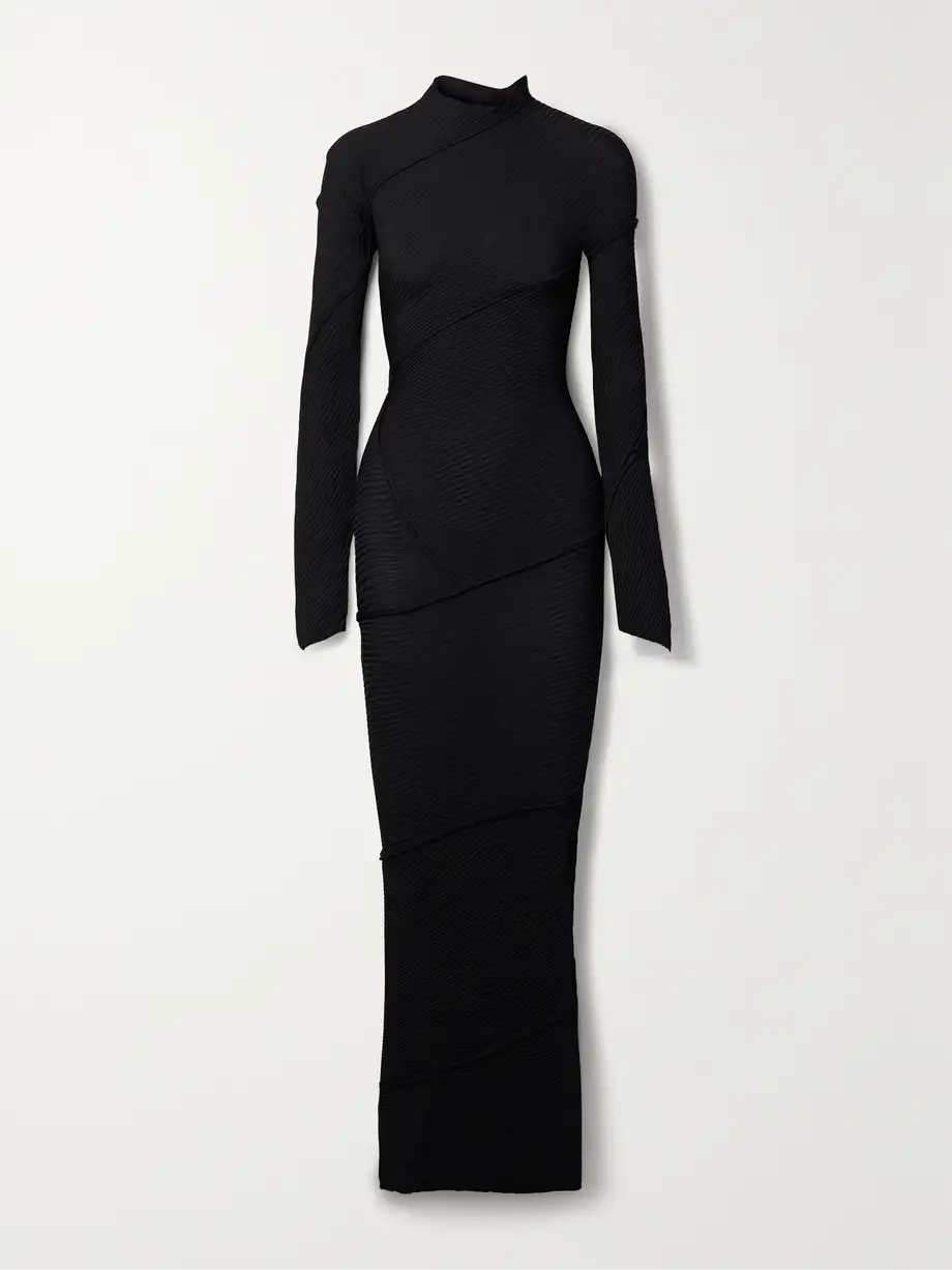 Balenciaga - Paneled Ribbed-knit Maxi Dress - Black Cover