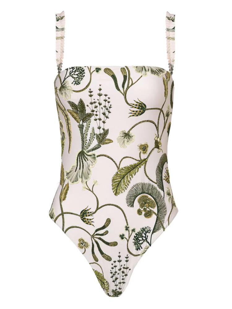 Agua By Agua Bendita Limón Algae floral-print swimsuit - Neutrals Cover