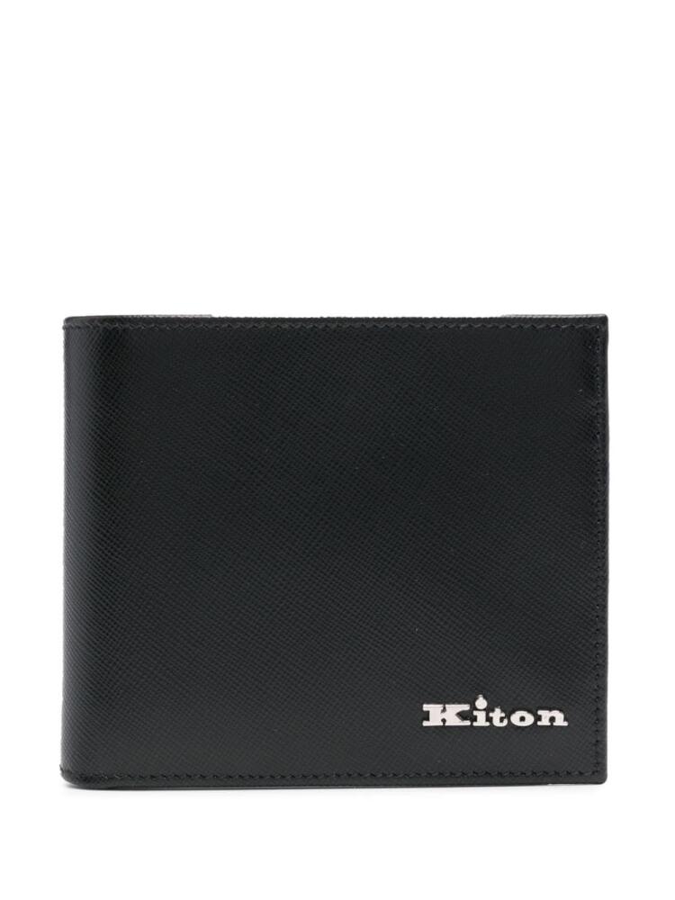 Kiton logo-lettering leather wallet - Black Cover