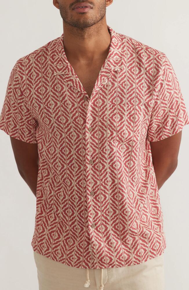 Marine Layer Geometric Print Camp Shirt in Warm Geo Print Cover