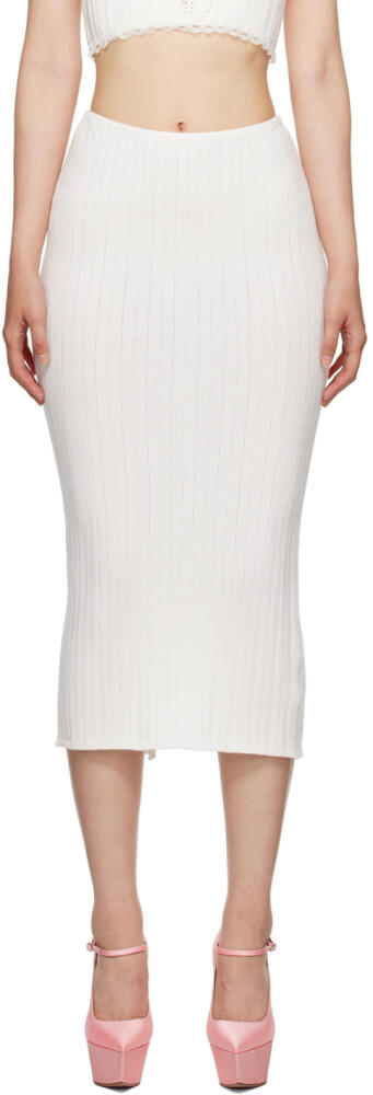 GUIZIO White Ribbed Midi Skirt Cover