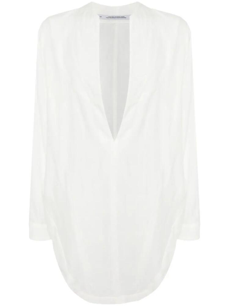 Julius V-neck sheer shirt - White Cover