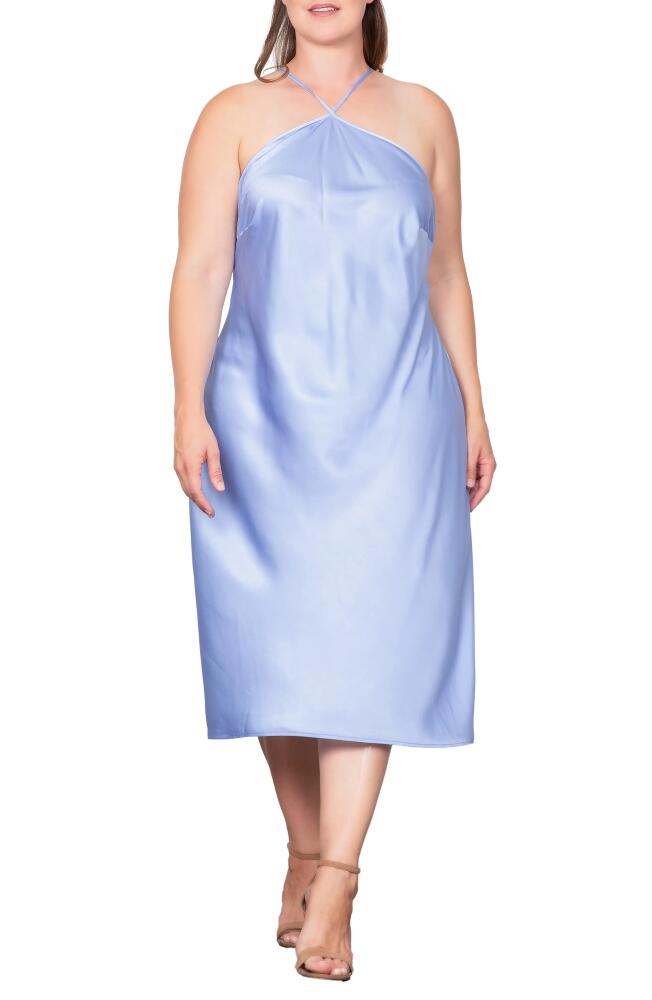 Standards & Practices Satin Midi Dress in Glacial Blue Cover