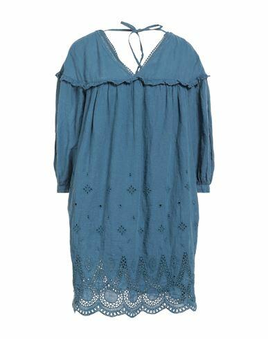 120% Lino Woman Mini dress Blue Linen Cover