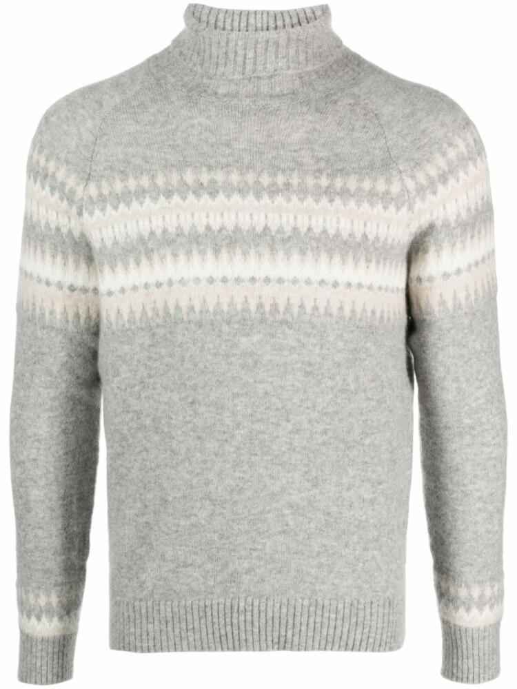 Eleventy turtleneck cashmere-blend intarsia jumper - Grey Cover