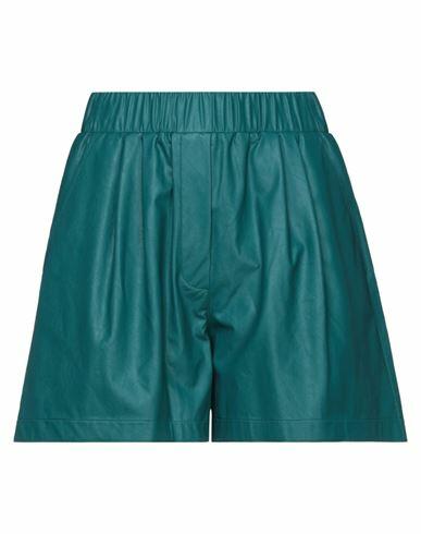 Gina Gorgeous Woman Shorts & Bermuda Shorts Green Polyurethane, Viscose Cover