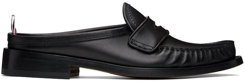 Thom Browne Black Pleated Penny Loafer Mules Cover