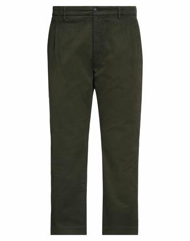 Pence Man Pants Dark green Cotton, Elastane Cover