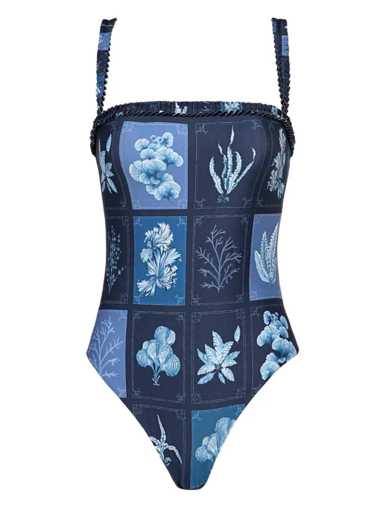 Agua By Agua Bendita Limón Algae graphic-print swimsuit - Blue Cover