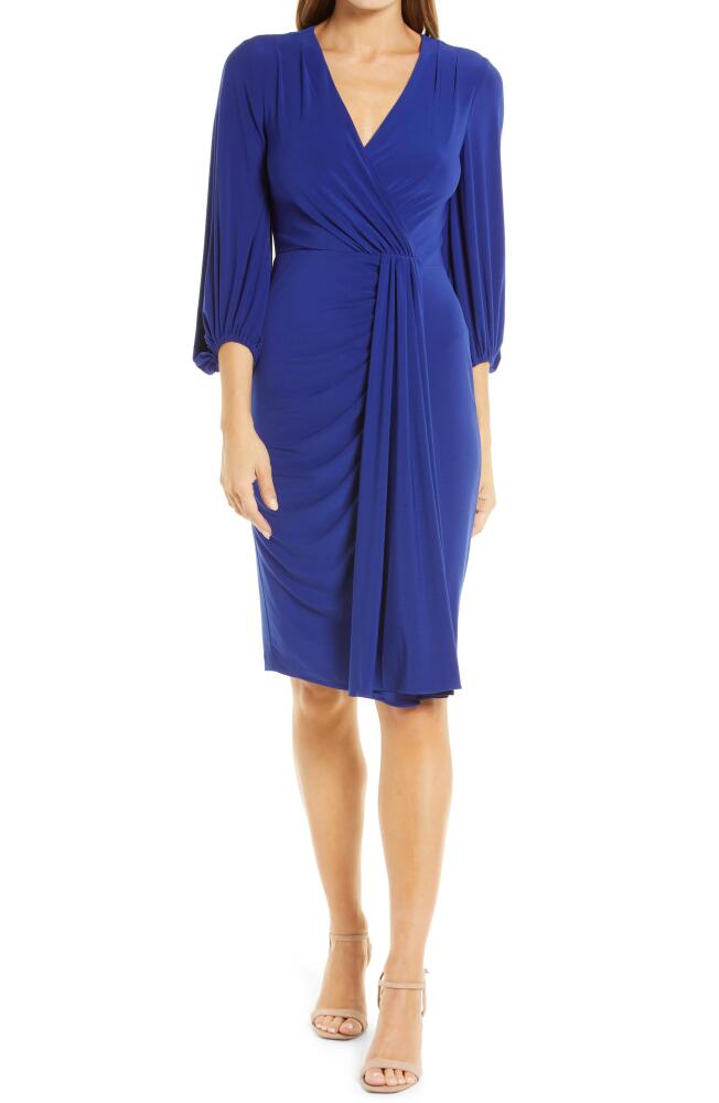 Eliza J Wrap Look Long Sleeve Dress in Cobalt Cover