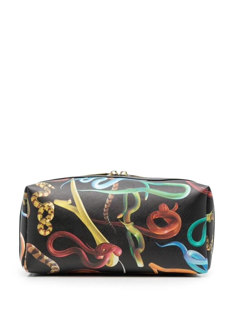 Seletti snake print wash bag - Black Cover