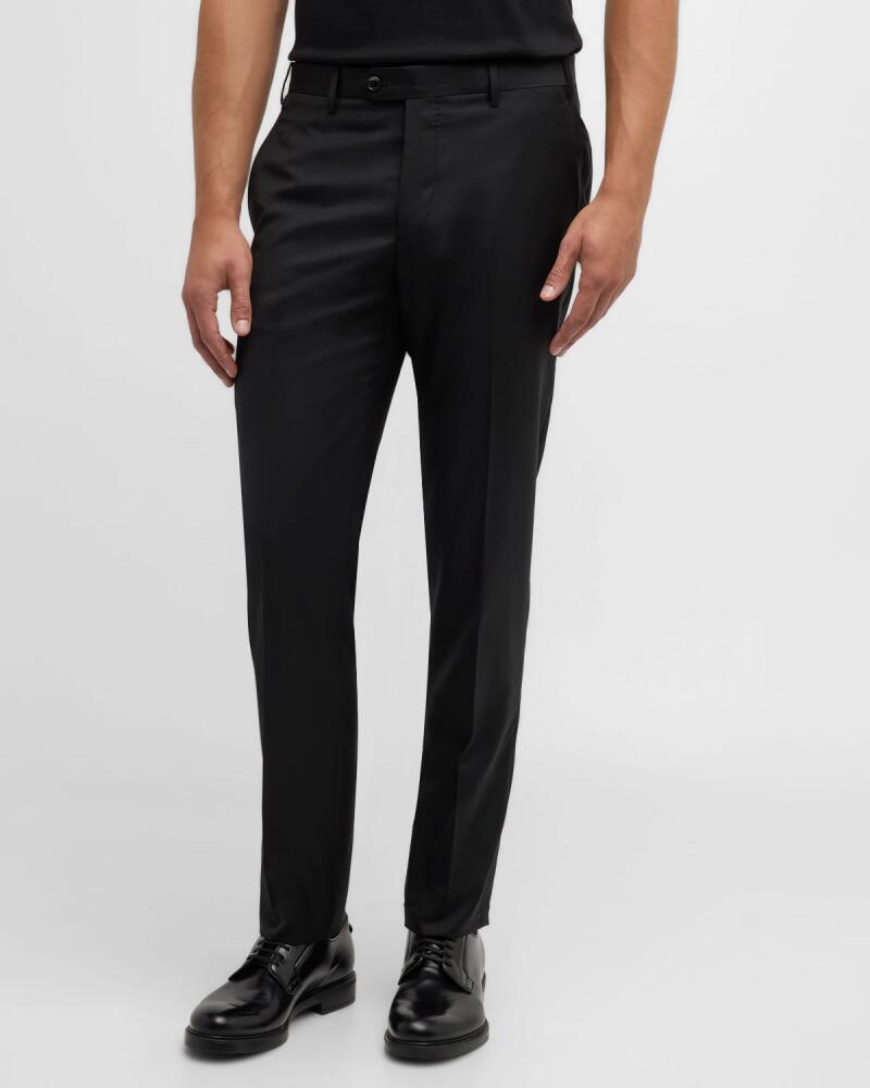 Giorgio Armani Men's Flat-Front Wool Trousers Cover