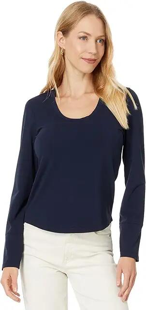 NIC+ZOE Long Sleeve Scoop Neck Tee (Dark Indigo) Women's Clothing Cover